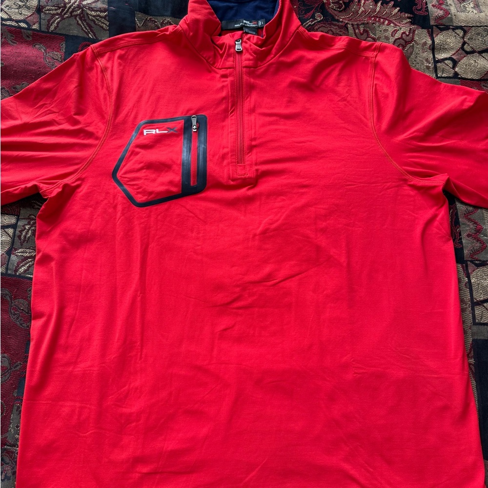 RLX Ralph Lauren Red/Black Half-Zip Pullover Performance Jacket